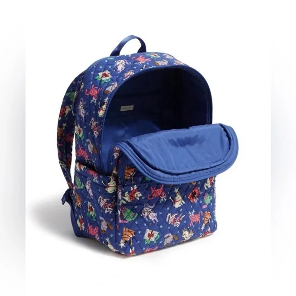 NWT Vera Bradley Cotton Essential Large Backpack Catnip Christmas Cats Blue $159 Amazon.com | Vera Bradley Essensial Large Backpack Cat main image 4